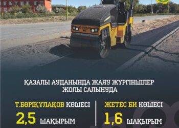 Аудан орталығында екі көшеге жаяу жүргіншілер жолы салынуда